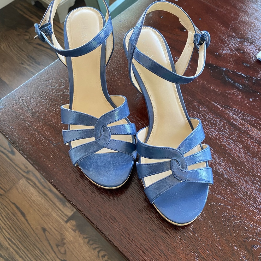 Blue Kitten Heel Dress Sandals